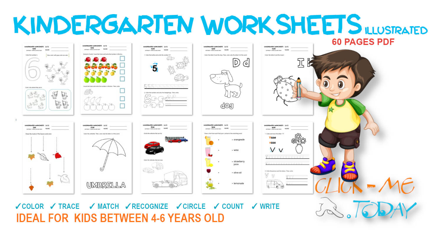 Download 60 free printable Kindergarten worksheets PDF