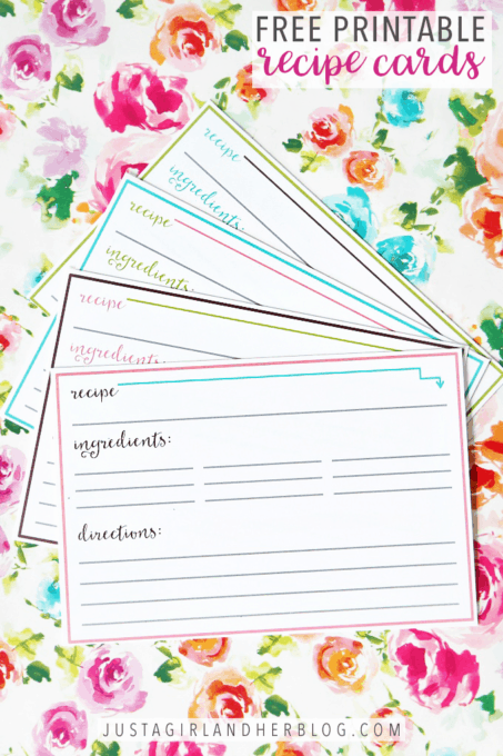 free downloadable printable recipe cards