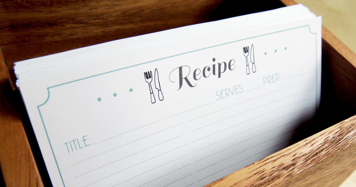 free downloadable printable recipe cards
