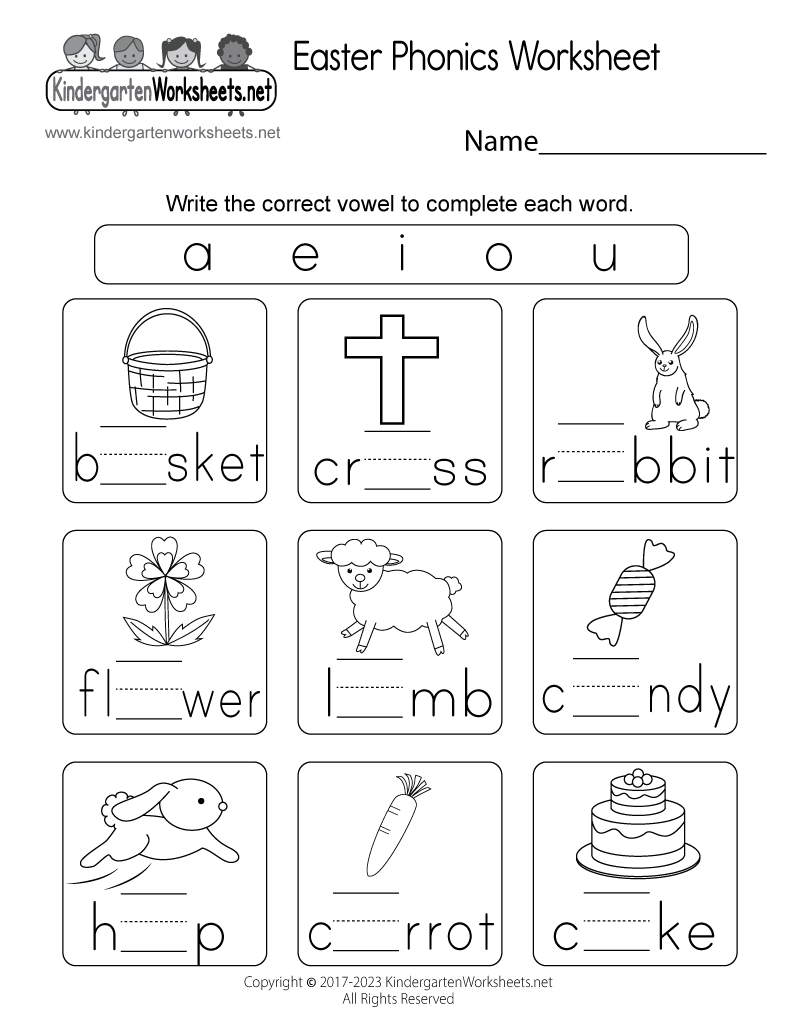 free easter worksheet for kindergarten