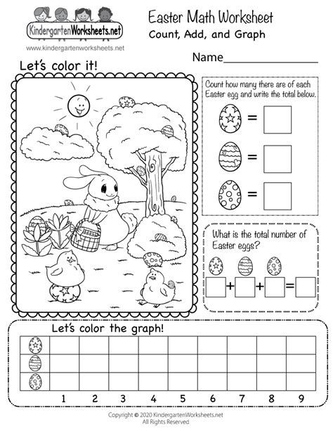 Free Easter Math Worksheet For Kindergarten - Count, Add, And ...