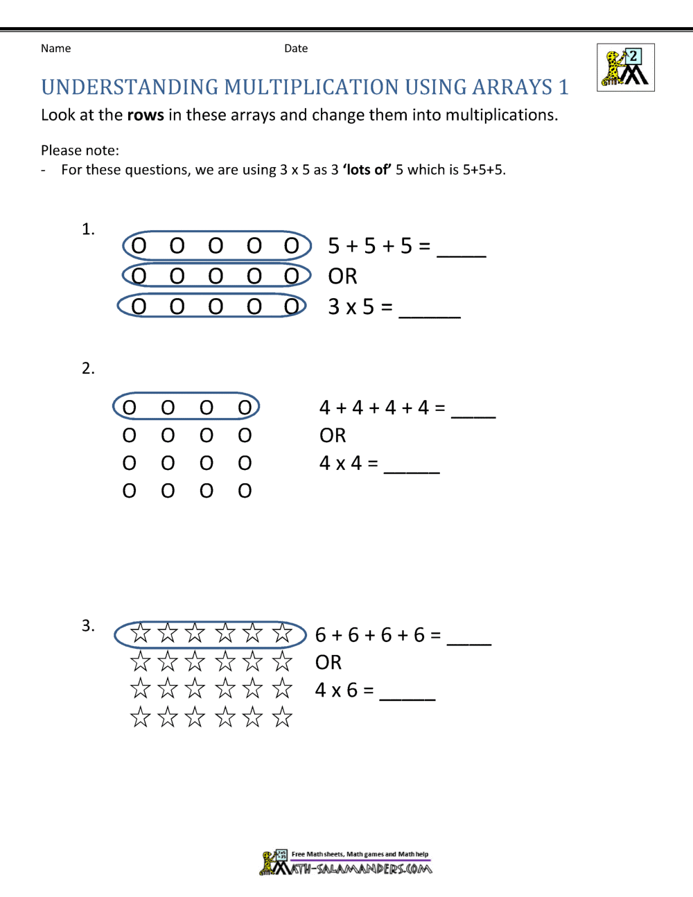 free easy multiplication worksheet