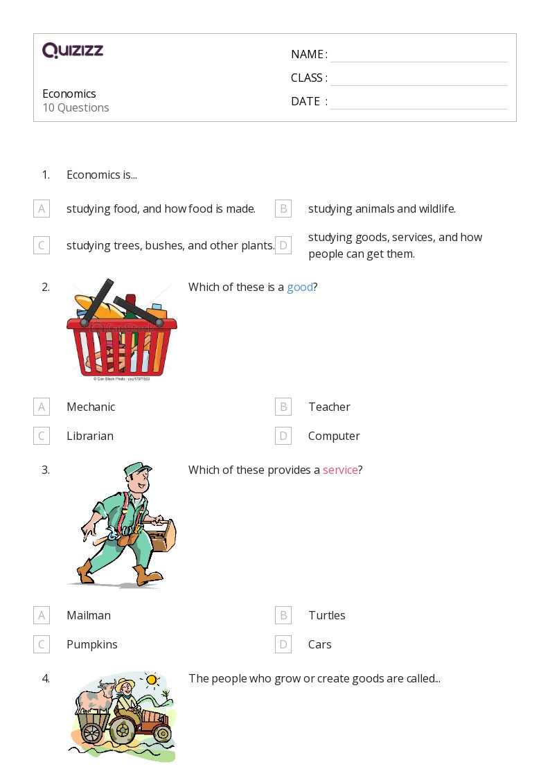 free economic worksheet