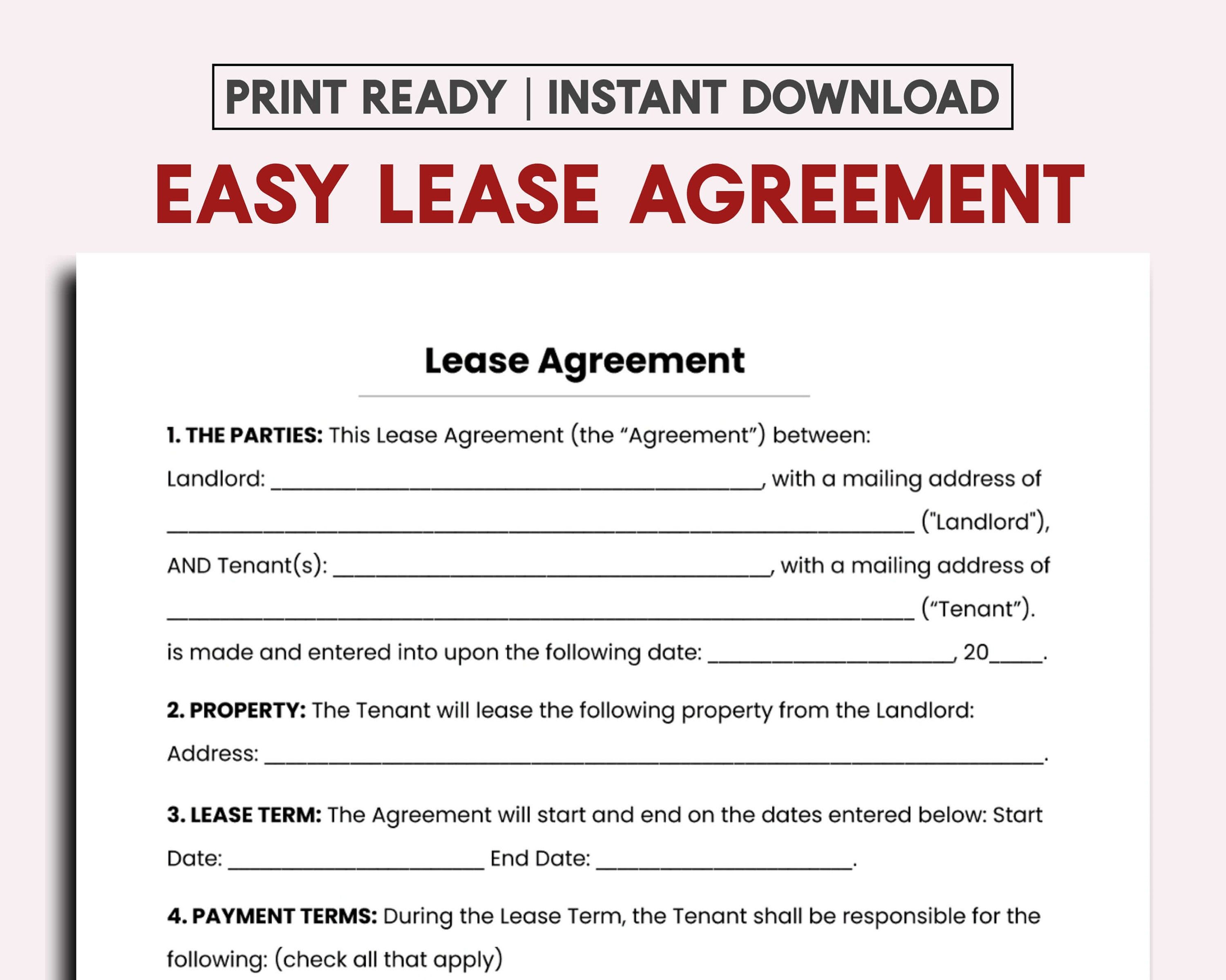 Simple One Page Lease Agreement   Ireland