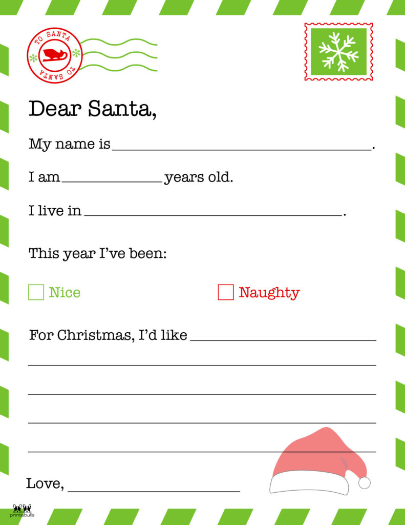 Dear Santa Letter Printables - FREE | Printabulls