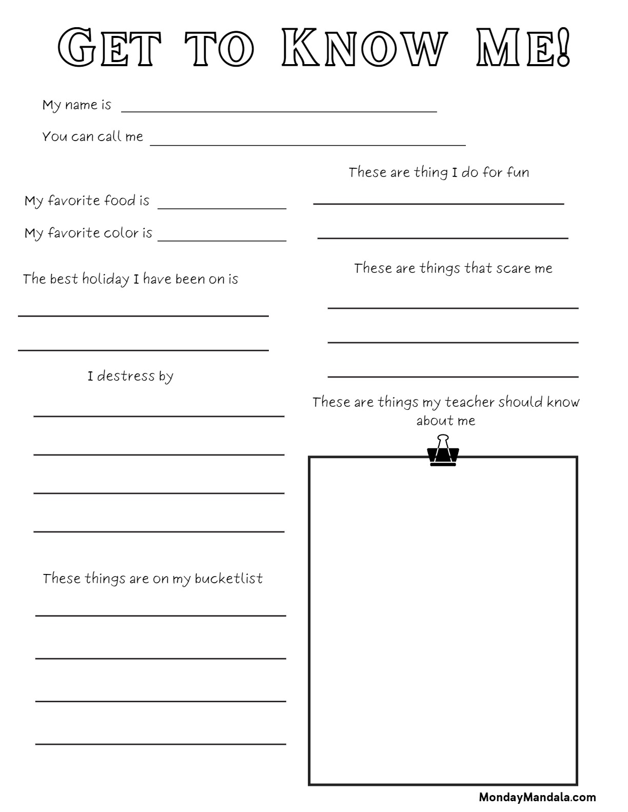 free educational worksheet for middle school