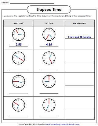 free elapsed time worksheet for 3rd grade