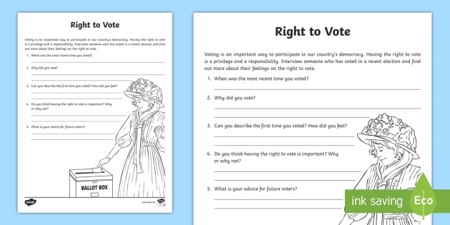 Right to Vote Interview Activity for 3rd-5th Grade - Twinkl