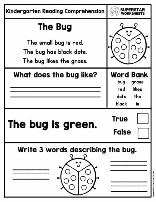 Kindergarten Reading Comprehension Worksheets -Worksheets Library