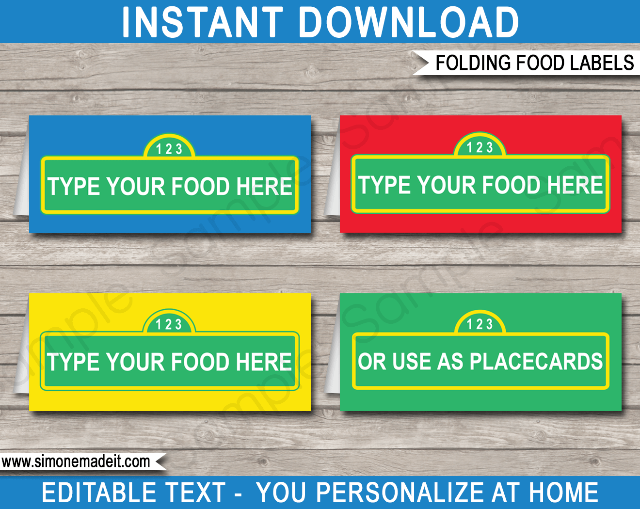 Sesame Street Party Food Labels template