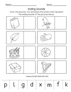 Ending sounds worksheets and printables for preschool and ...