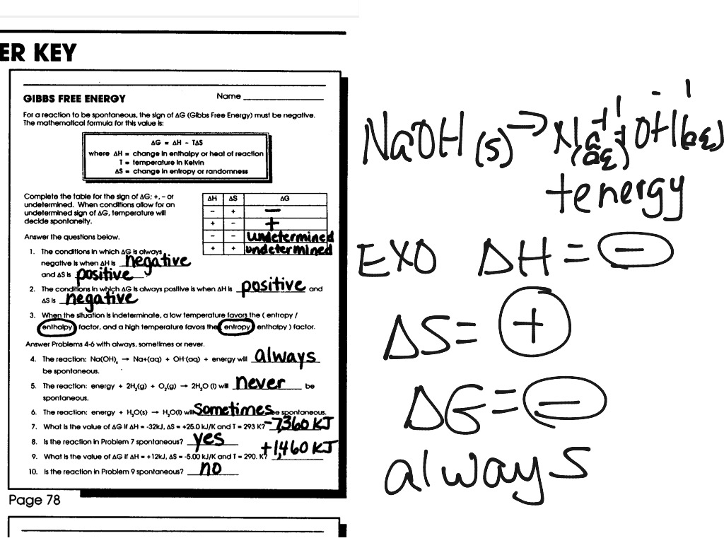 Gibbs free energy | Science, Chemistry | ShowMe - Worksheets Library