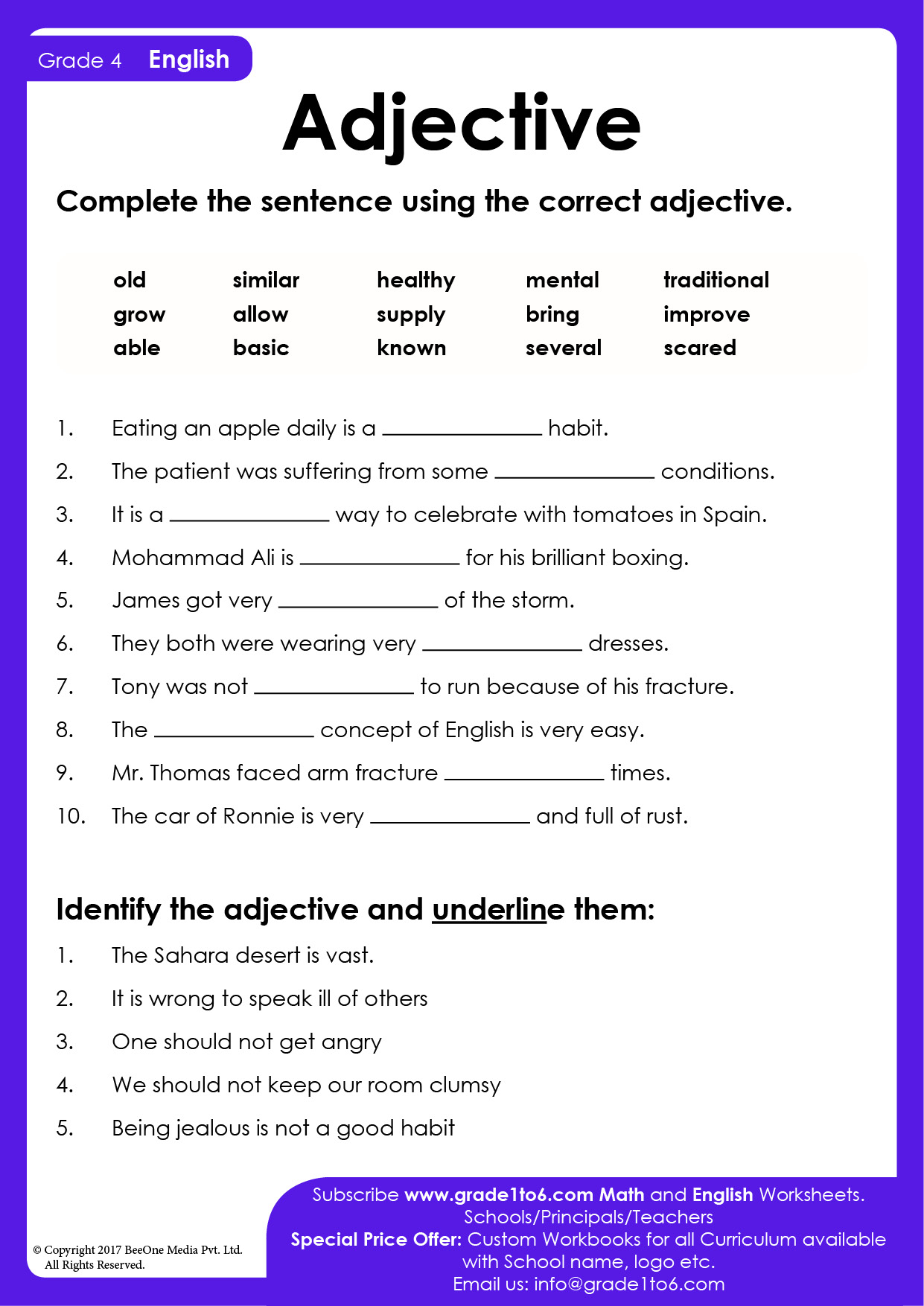 free english grammar worksheet