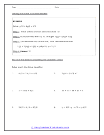 Equation Worksheets