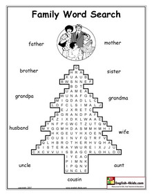 Family and relationships English vocabulary, printable worksheets