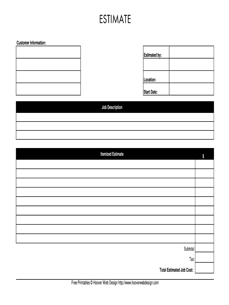 Estimate Template - Fill Online, Printable, Fillable, Blank ...