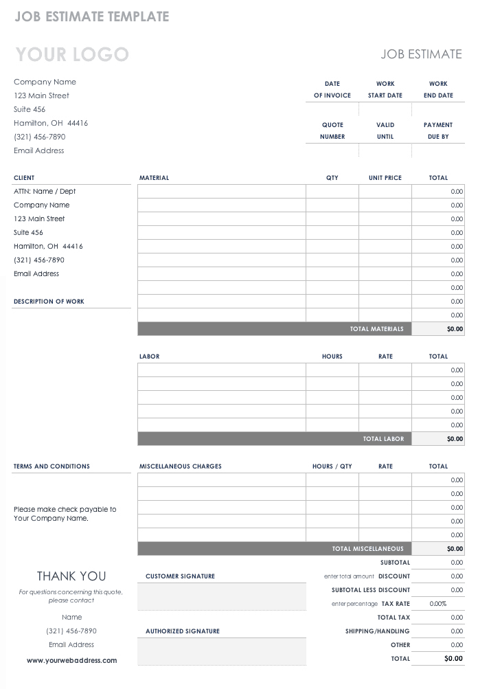 Free Estimate Templates | Smartsheet