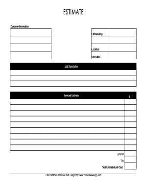 Estimate Template - Fill Online, Printable, Fillable, Blank ...