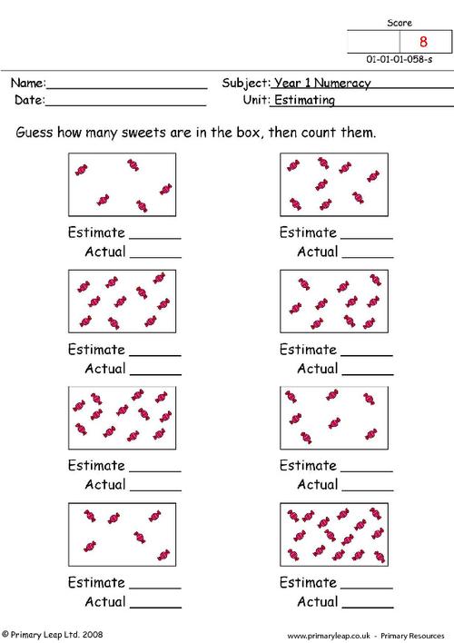 Numeracy: Estimating 1 | Worksheet | PrimaryLeap.co.uk