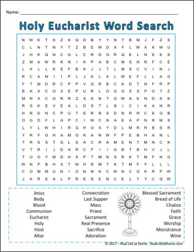 Holy Communion Word Search Printable {Perfect for First Communion ...