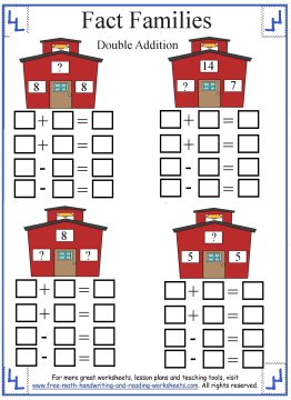free fact family worksheet for first grade