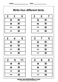 free fact family worksheet for first grade