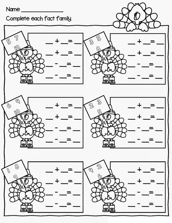free fact family worksheet for first grade