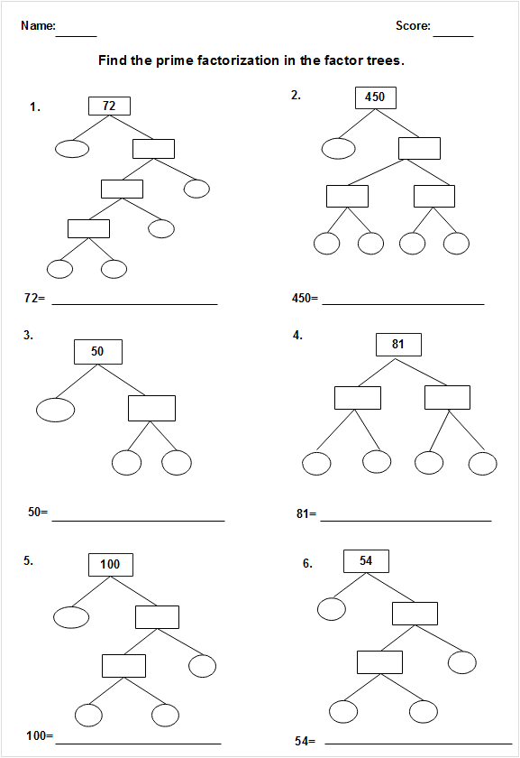 Free Factor Tree Worksheet Templates - Edraw