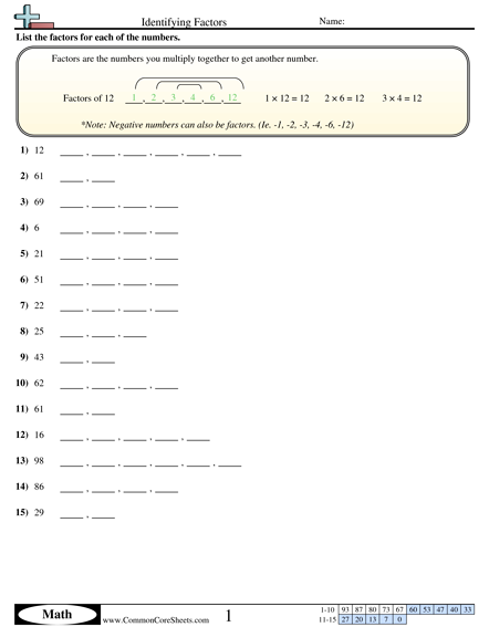 Factor Worksheets | Free - Distance Learning, worksheets and more ...