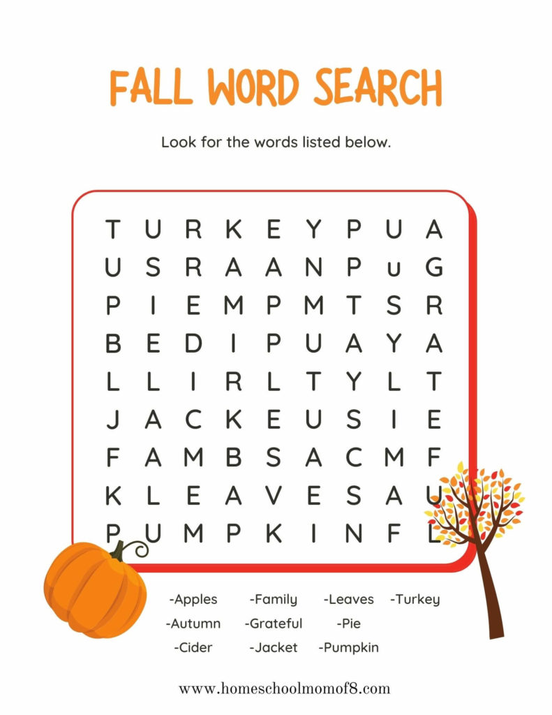 Free &  Printable Fall worksheets - HomeSchool Mom of 8