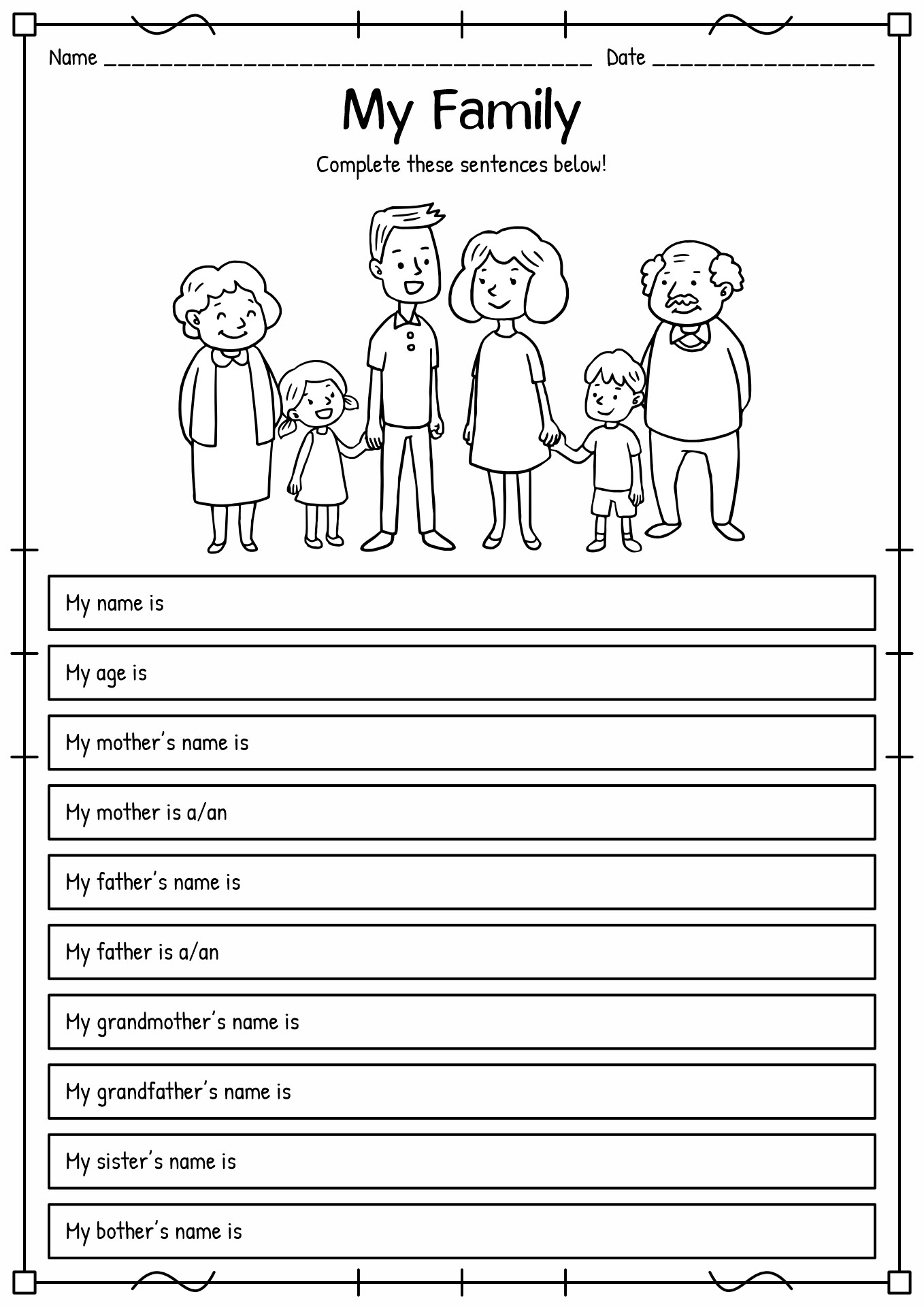 free family worksheet