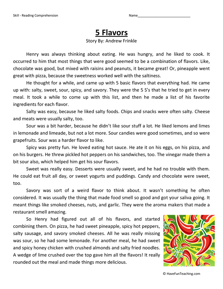 free fifth grade reading worksheet