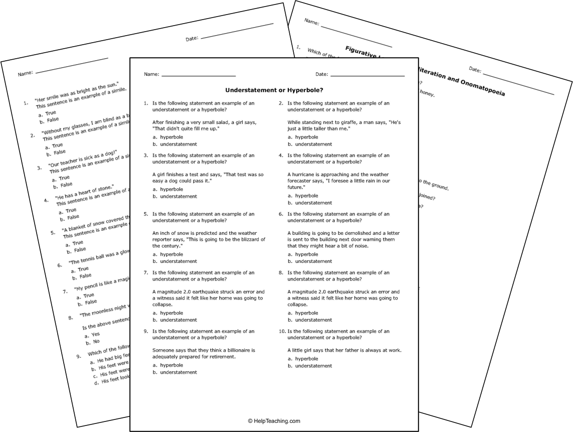 free figurative language worksheet
