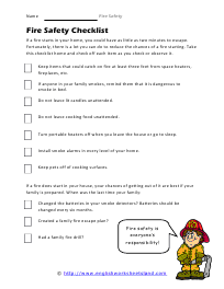 Fire Safety Worksheets