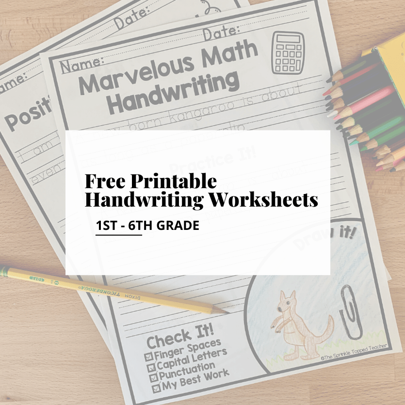 Free Printable Handwriting Worksheets for 1st - 6th Grade