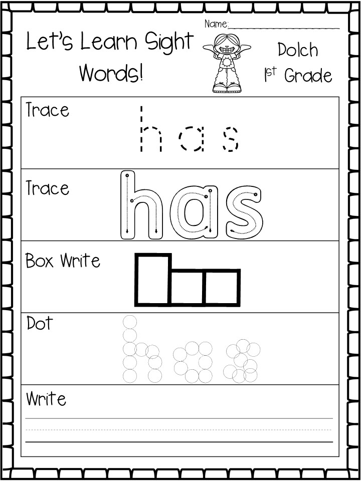 free first grade sight words worksheet