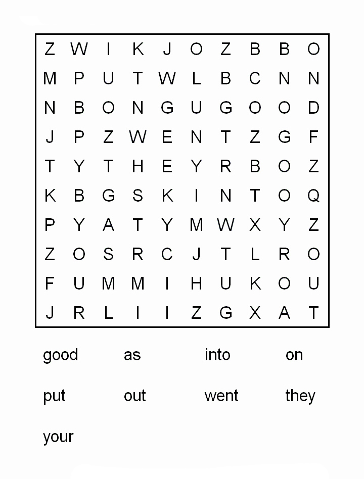 free first grade word search puzzles