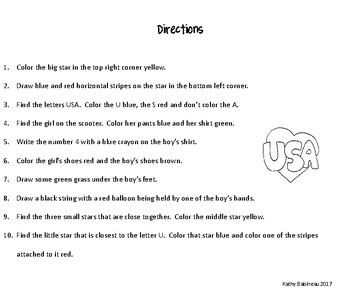 Free Following Directions Worksheet by Kathy Babineau worksheets library