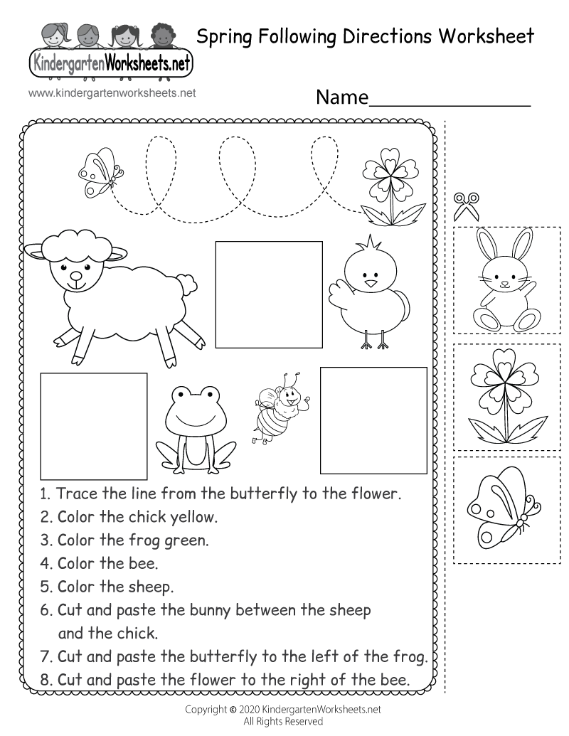 free following direction worksheet