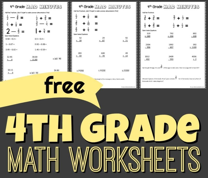 free fourth grade math worksheet