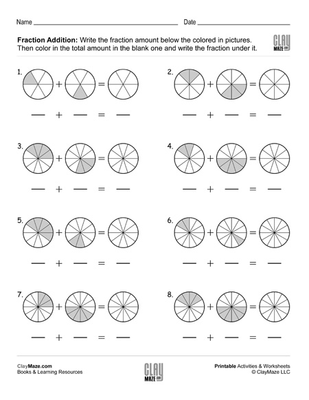 free fraction addition worksheet