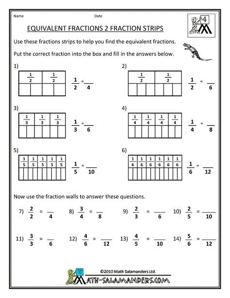 free fraction worksheet 4th grade