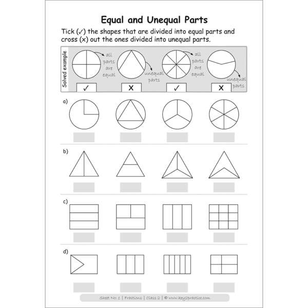Class 2 | Maths | Fractions | Activity Based Worksheets - Key2practice