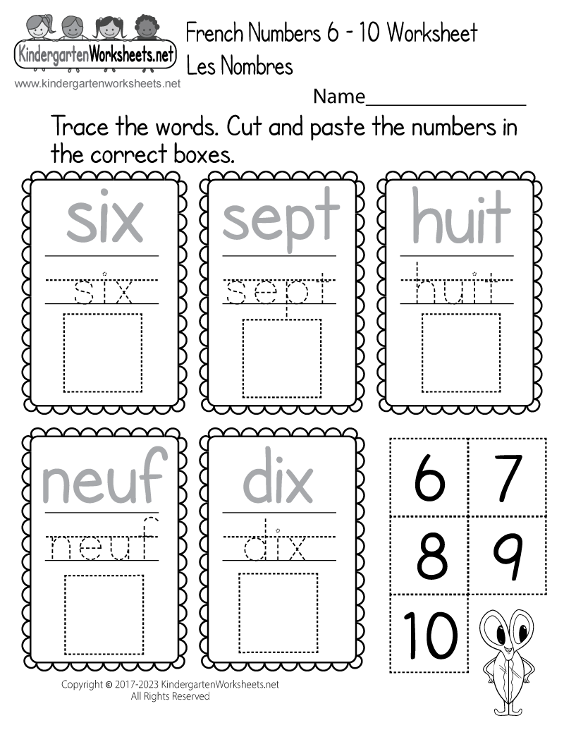 free french worksheet