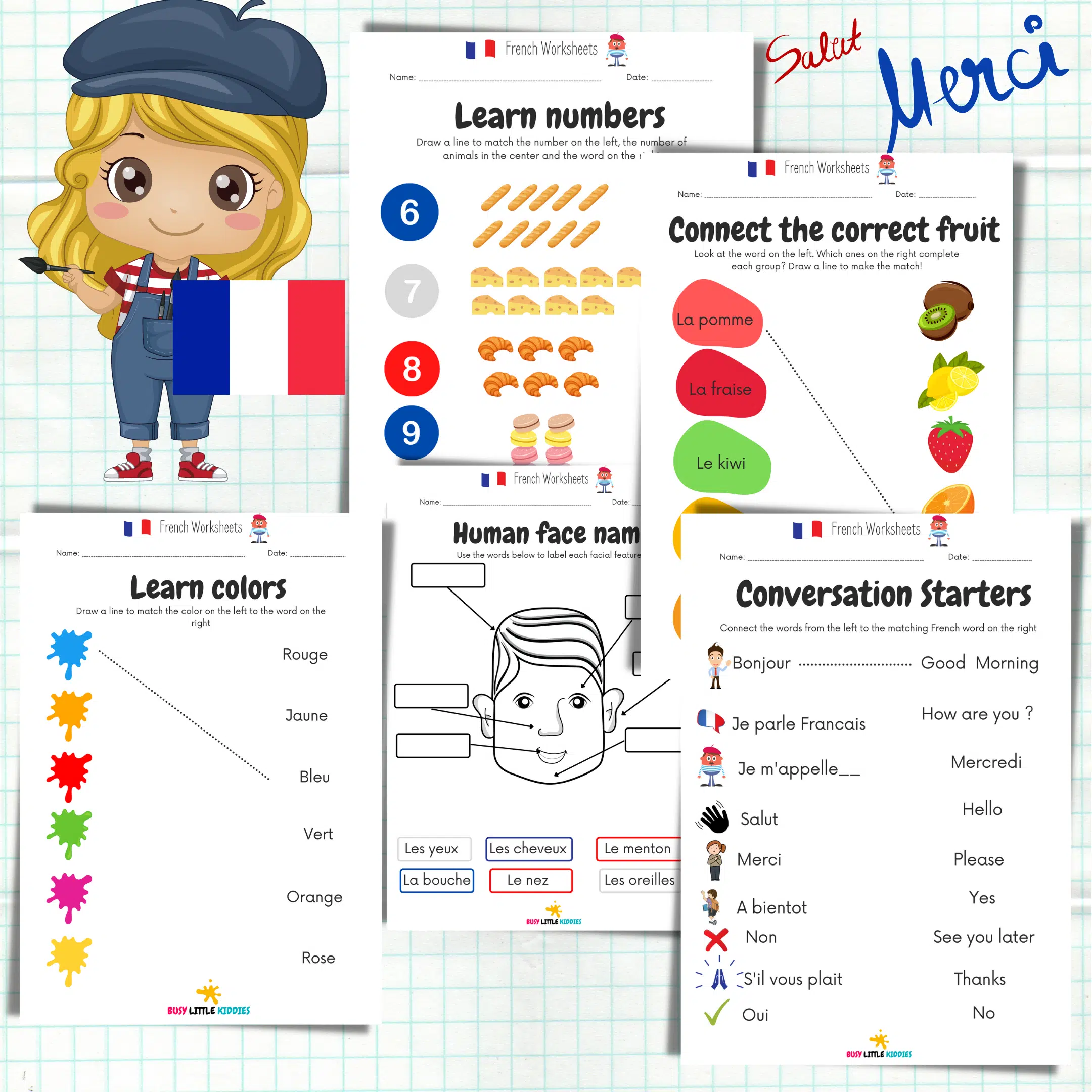 French Worksheets for Kids - Busy Little Kiddies