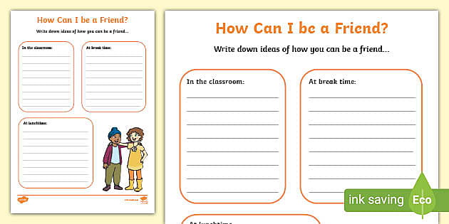 free friendship worksheet