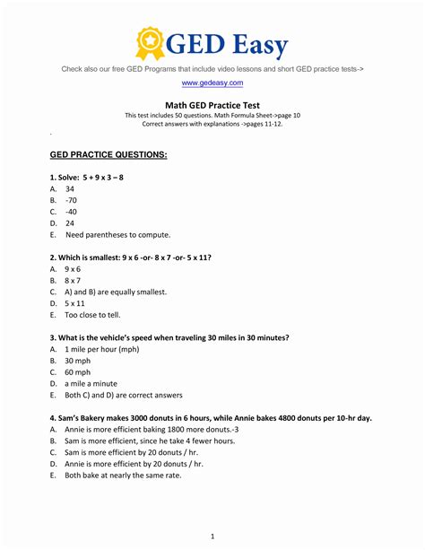 free ged worksheet printable