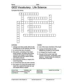 GED Vocabulary: Life Science Worksheet for 9th - 12th Grade ...