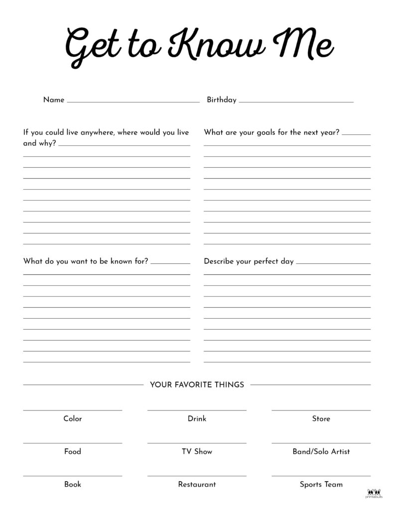 All About Me Printable Worksheets - 50 FREE Printables | Printabulls
