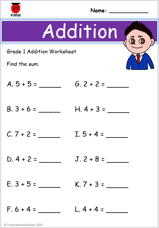 free grade 1 worksheet